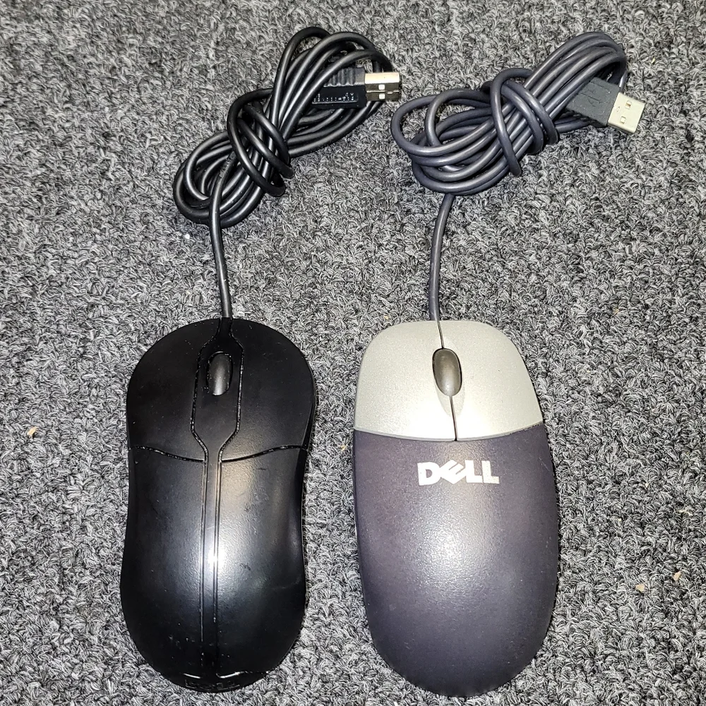 (Lot of 2) Dell USB Optical Wheel Mice / Mouse Cleaned & Tested